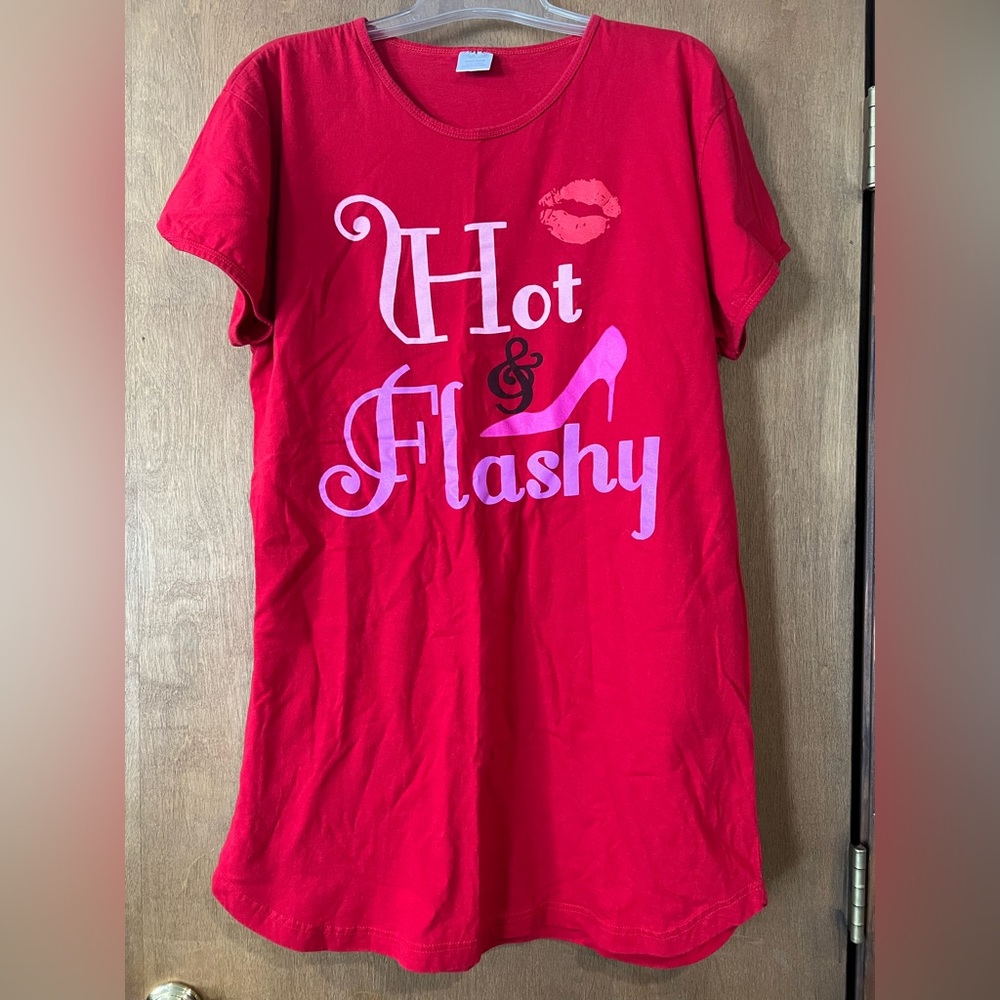 Night Sleep Lounge Shirt Red HOT & FLASHY OSFM High Heels Lips